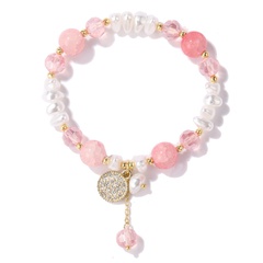 New Simple Fashion Pink Crystal Star Beads Pearl Bracelet