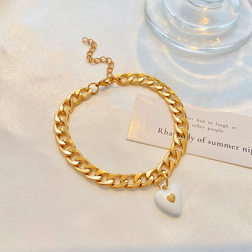 Bijoux Fantaisie Parures Bijoux | Nouveau Style Simple Double Couche Rose Pendentif Coeur Collier Bracelet - HT53098