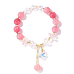 Fashion New Simple Pink Crystal Beads Geometric Women Bracelet