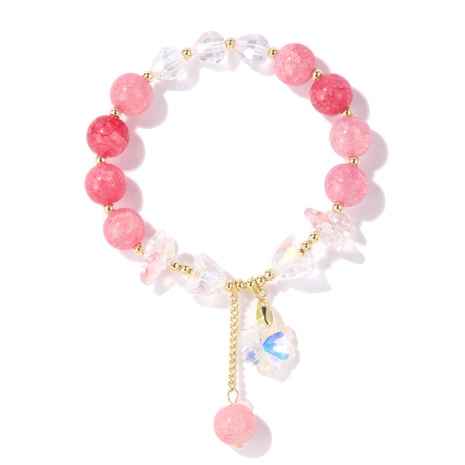Fashion New Simple Pink Crystal Beads Geometric Women Bracelet's discount tags