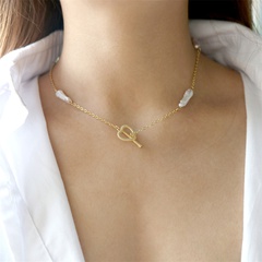 Einfache Mode Vergoldung Herz Süßwasser Perle frauen Halskette