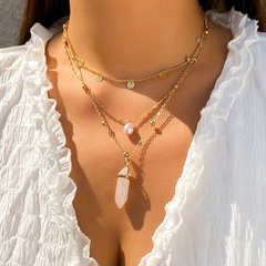 Fashion Retro Simple Geometric Imitation Crystal Pendant Clavicle Chain Sequin Tassel Alloy Necklace