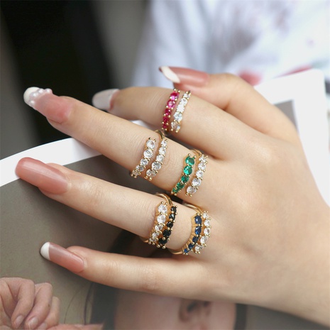 New Arrival Double-Layer Colorful Zirconium Inlaid Open Adjustable Ring's discount tags