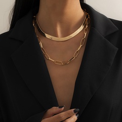 Mode Einfache Snake Knochen Kette Hohl Metall Kupfer Halskette