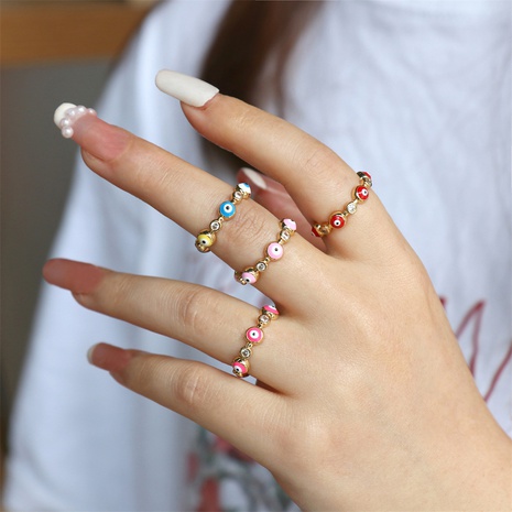 Fashion Retro Round Colorful Drop Oil Zircon-Embedded Devil's Eye Ring's discount tags