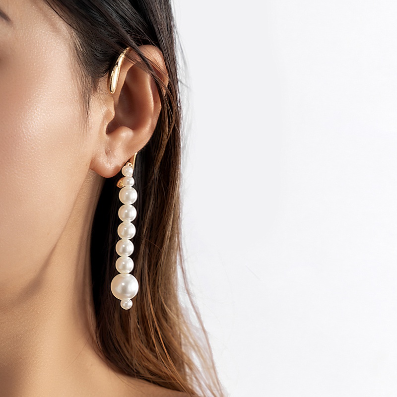 Fashion Simple Tassel Outline Imitation Pearl Geometric Alloy Ear Drop Earring