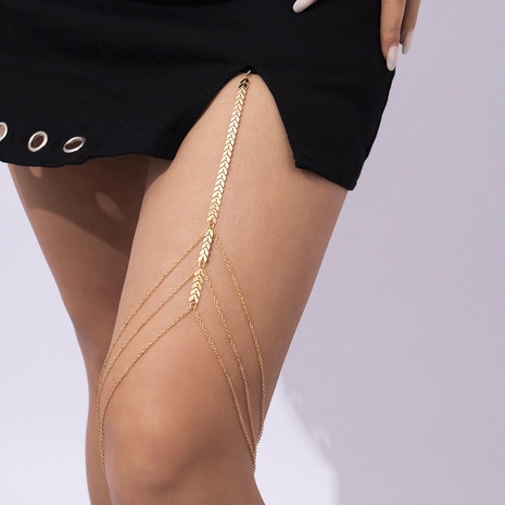Fashion Sexy Elastic Belt Adjustable Beach Simple Multi-Layer Tassel Copper Body Thigh Chain's discount tags