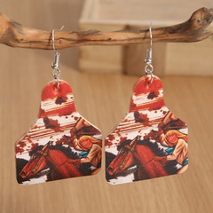 Vintage Western Cowboy PU Leather Exaggerated Earrings