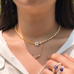 Fashion Retro Bohemian Style White Imitation Pearl Color Glass Beaded Necklace