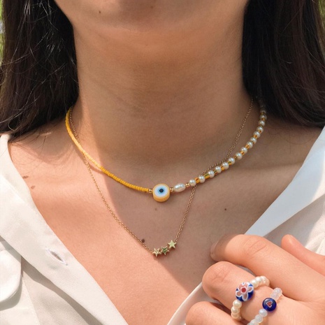 Mode Retro Böhmischen Stil Weiß Imitation Perle Farbe Glas Perlen Halskette's discount tags