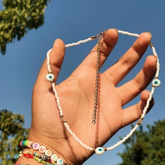 Fashion Simple Bohemian Style Glass Eye Beads Clavicle Chain