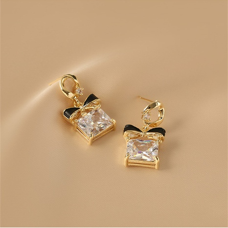 Fashion Simple Black Bow Earrings New Alloy Crystal Earrings's discount tags