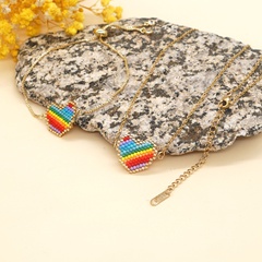 Mode Einfache Miyuki Perlen Regenbogen Herz Armband Halskette
