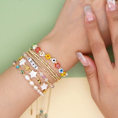 Einfache Böhmische Stil Natürliche Süßwasser Perle Multi-Schicht Glasur Perlen Armband en's discount tags
