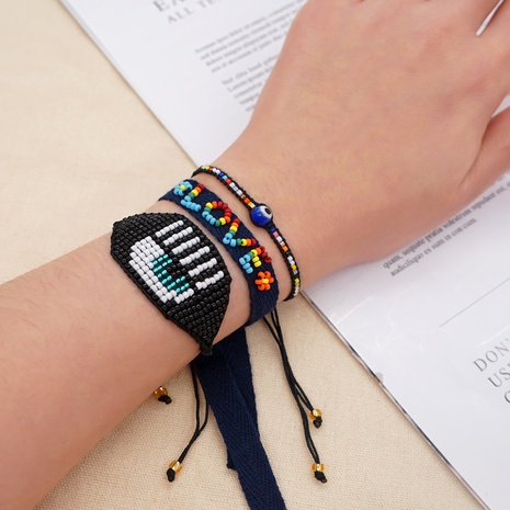 Einfache Retro Ethnischen Stil Gurtband Liebe Brief Set Miyuki Perlen Armband's discount tags