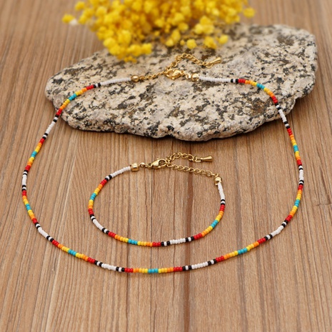 Fashion Simple BeadedThin Bracelet Contrast Color Clavicle Chain's discount tags