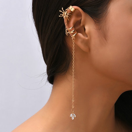 Fashion Simple Rhinestone Spider Tassel Earrings Creative Alloy Ear Clip's discount tags