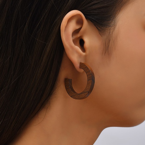 Bohemian Simple Geometric C- Shaped Wood Earrings Ear Hoop Jewelry's discount tags
