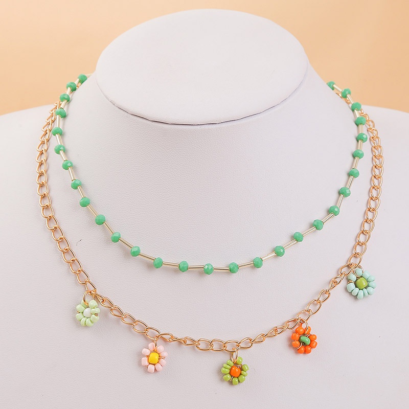 Fashion Bohemian HandWoven Beaded MultiLayer Flower Necklace