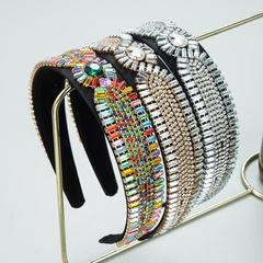 Baroque style Geometric Color Glass Drill Full Diamond Headband Hair Accessories