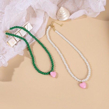 Contraste Couleur en forme de coeur décor Perles Collier's discount tags