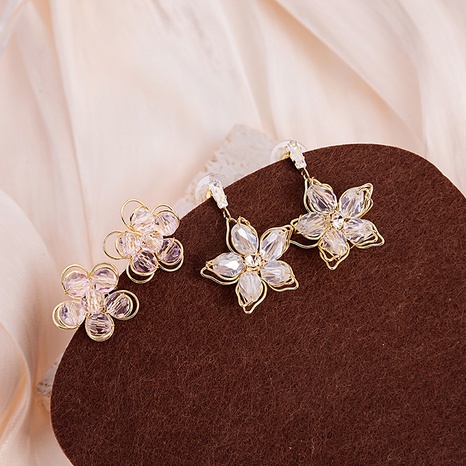 Silber Nadel Einfache Süße Persönlichkeit Transparent Blume Ohrringe's discount tags