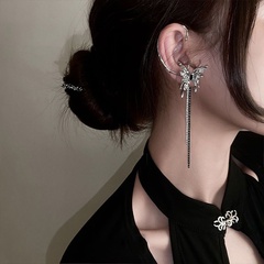new fashion inlaid Rhinestone pendant Butterfly Tassels copper drop Earrings