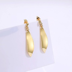 Mode Einfachen Blatt Form Galvani 18K Gold Kupfer Ohrringe