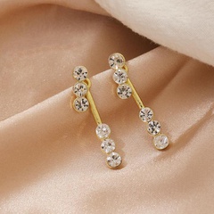 Fashion Exquisite Inlaid Rhinestone Water Drop Back-Mounted Ear Studs for Women