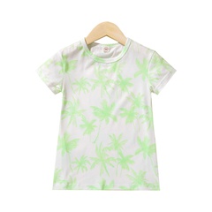 Mode Einfache Coconut Baum Fluoreszierende Grün T-shirt für Mädchen