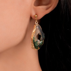 New Fashion Emerald Transparent Crystal Eardrops Retro Long Alloy Earrings
