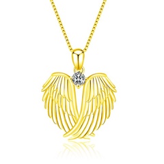fashion solid color Wings shape Diamond-Studded Necklace