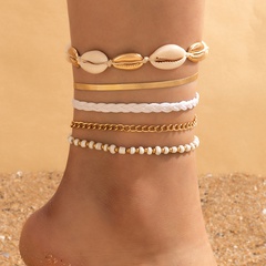 Fashion Beach Ornament Shell Braid Rope Five-Layer Anklet Stringed Alloy Foot Ornaments