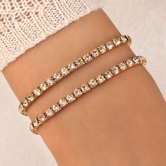 Fashion Simple Geometric Diamond-Embedded Multi-Layer Alloy Bracelet