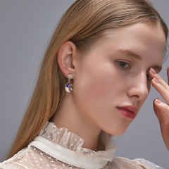 2022 New Fashion Retro Star Moon Asymmetric Geometric Rhinestone Inlaid Earrings