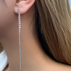 Fashion Elegante Glänzende Diamant-Embedded Lange Quaste Ohrringe 1 Paar