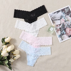 Fashion Sexy Solid Color Transparent Lace T-Shaped Women's Underwear