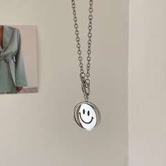 Hip-Hop Stainless Steel Smiley Face Necklace Daily Copper Necklaces As Picture