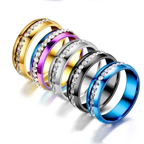 Großhandel einreihiger Diamantring Edelstahl Diamantpaar Ring Nihaojewelry's discount tags
