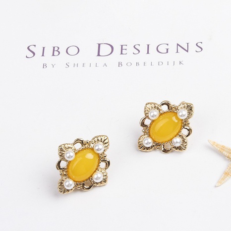 Sterling Silber Nadel Blume ohne Durchbohrte Kreative Barocke Perle Ohrringe's discount tags