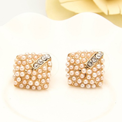 Moda Simple geométrico rombico Diamante de imitación perla aleación aretes's discount tags