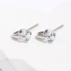 Fashion Small Simple Copper Plating 18K White Gold Color Zircon Ear Stud Earrings