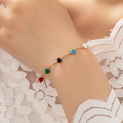 Fashion Simple Drop Oil Colorful Heart Shaped Female Alloy Bracelet