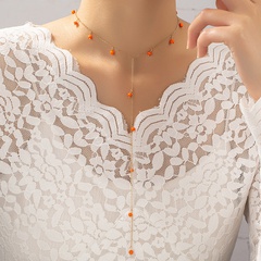Mode Retro Einfache Perlen Weibliche Schlüsselbein Kette Lange Quaste Legierung Halskette