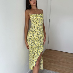 Femmes De Mode de Vêtements 2022 Été Nouveau Floral Imprimer Slip Robe Dos Nu