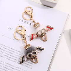 New European and American Diamond Fur Ball Skull Creative Metal Keychains Three-Dimensional Hollow Cars and Bags Pendant Manufacturer