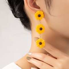 Fashion Creative Simple Geometric Yellow Daisy Alloy Earrings