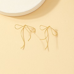 Fashion Simple Bow Long Line Three-Dimensional Alloy Eardrops Earrings