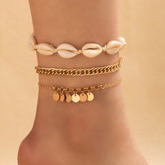 Fashion Beach Shell Braid Rope Anklet Geometric Multi-Layer Alloy Foot Ornaments