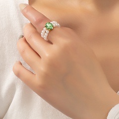 Mode Retro Farbe Perlen Ring Perle Ring Blume Farbe Ring
